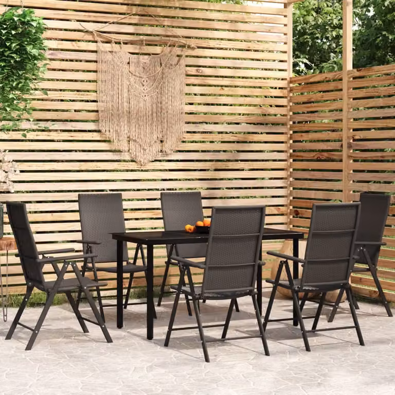 The Living Store Set da pranzo da giardino 7 pezzi nero