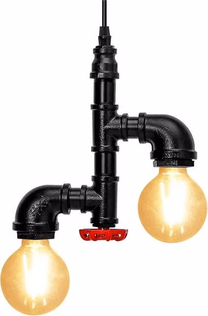 Lampada da soffitto sospesa in metallo stile industriale Art Deco con accento nero e argento, attacco E27 60W max, ideale per cucina e soggiorno