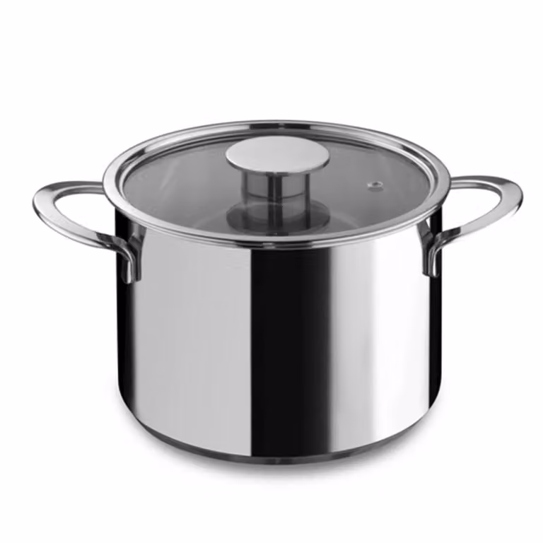 Pentola alta in acciaio inox per induzione con coperchio linea Gourmet, 20cm