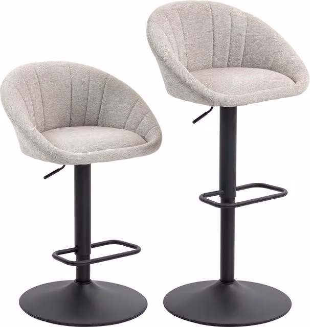 Set di 2 sgabelli da bar HOMCOM con altezza regolabile, seduta girevole in tessuto e poggiapiedi, beige