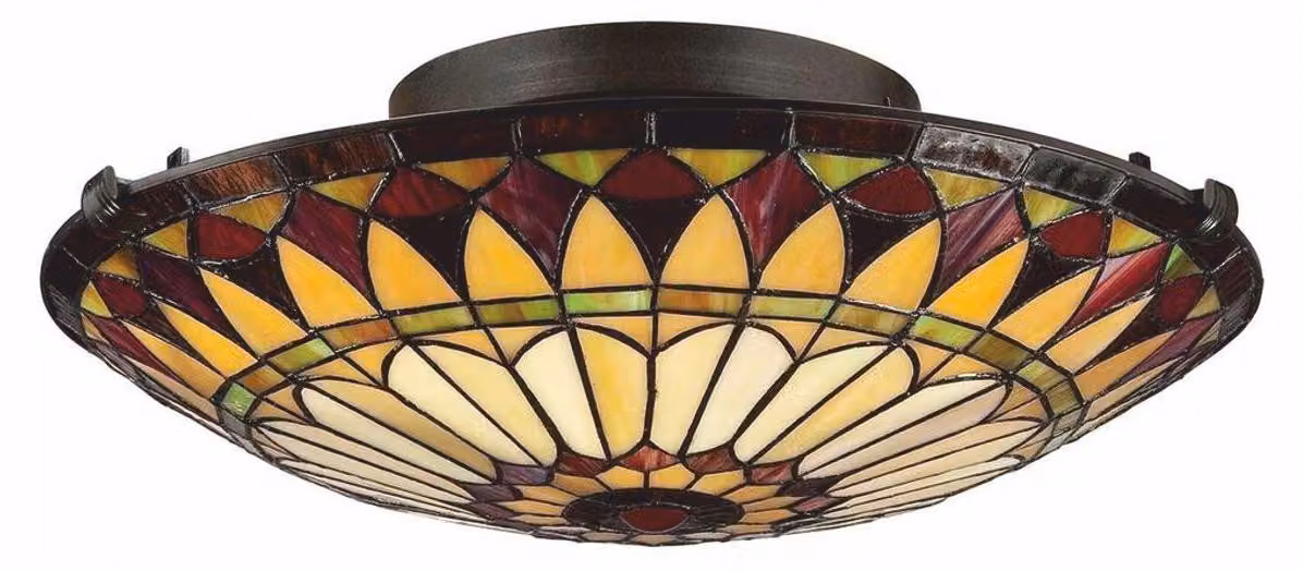 Casa Padrino plafoniera Tiffany giallo / rosso / bronzo vintage Ø 42 cm
