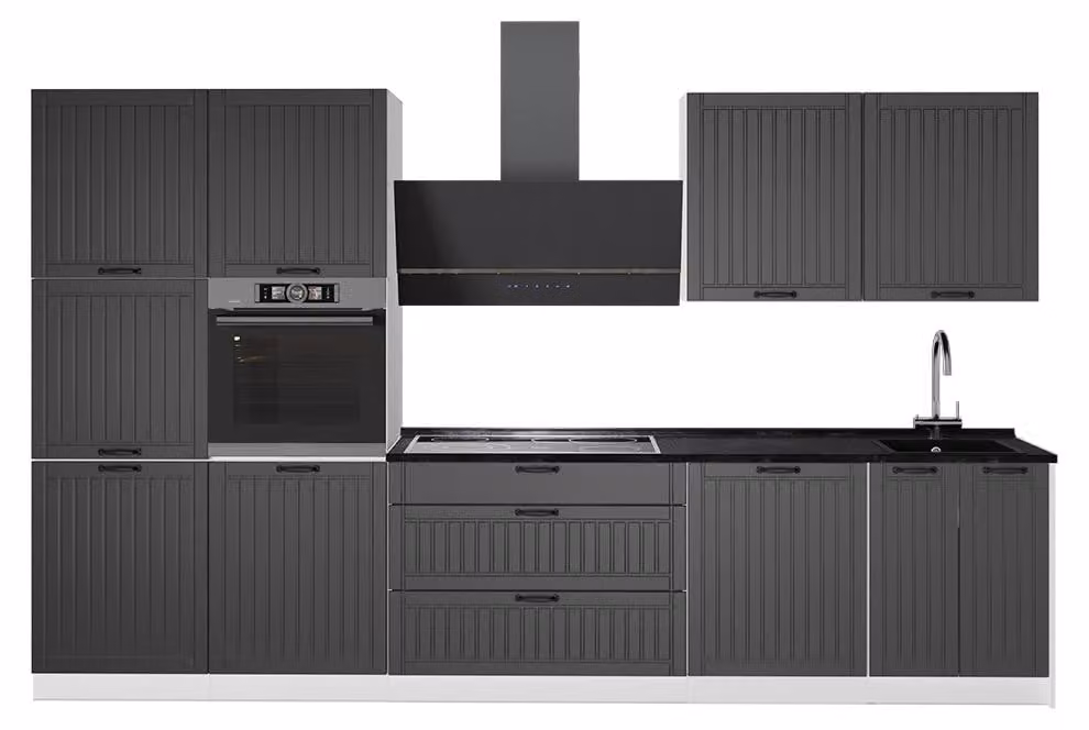 Cucina componibile Vicco Fame-Line Grigio scuro/Bianco 340 cm, PL Antracite, Model 64623