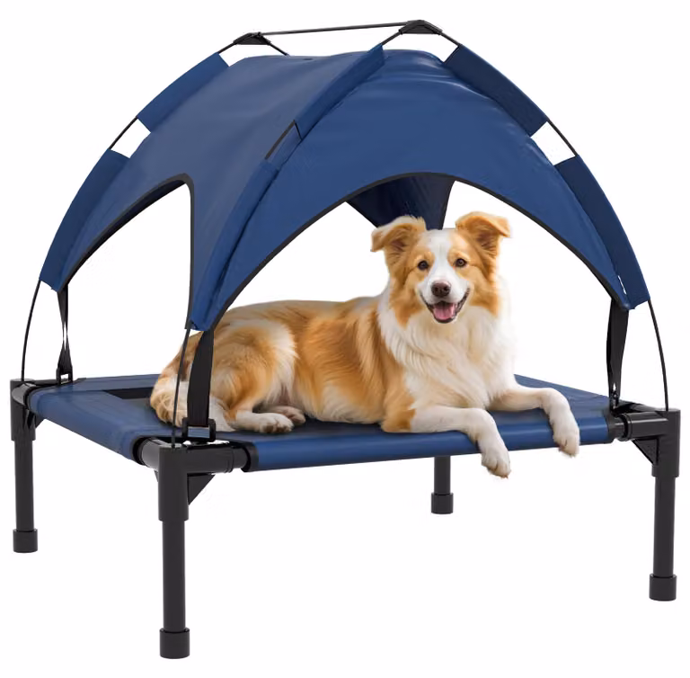 PawHut: cuccia rialzata per cani con baldacchino, cuccia per animali domestici da esterno con tetto