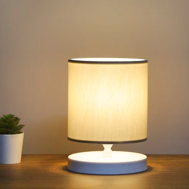 Opviq, AYD- AYD SGN, crema, lampade da comodino, 15 x 15 x 22 cm, corpo in tessuto