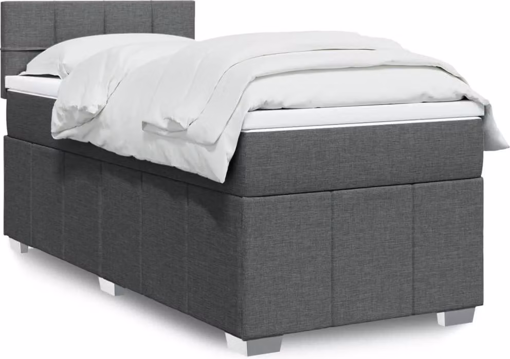 Maison Exclusive - Letto boxspring con materasso grigio scuro 90x190 cm Tessuto