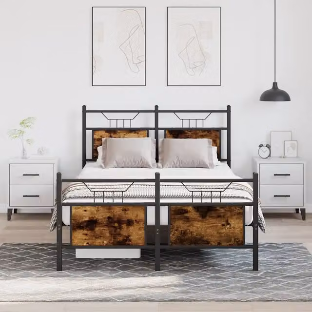 Giroletto senza Materasso-Struttura Letto Rovere Fumo 120x190 cm in Truciolato 561940