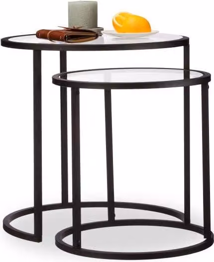 Set di 2 tavolini in vetro
