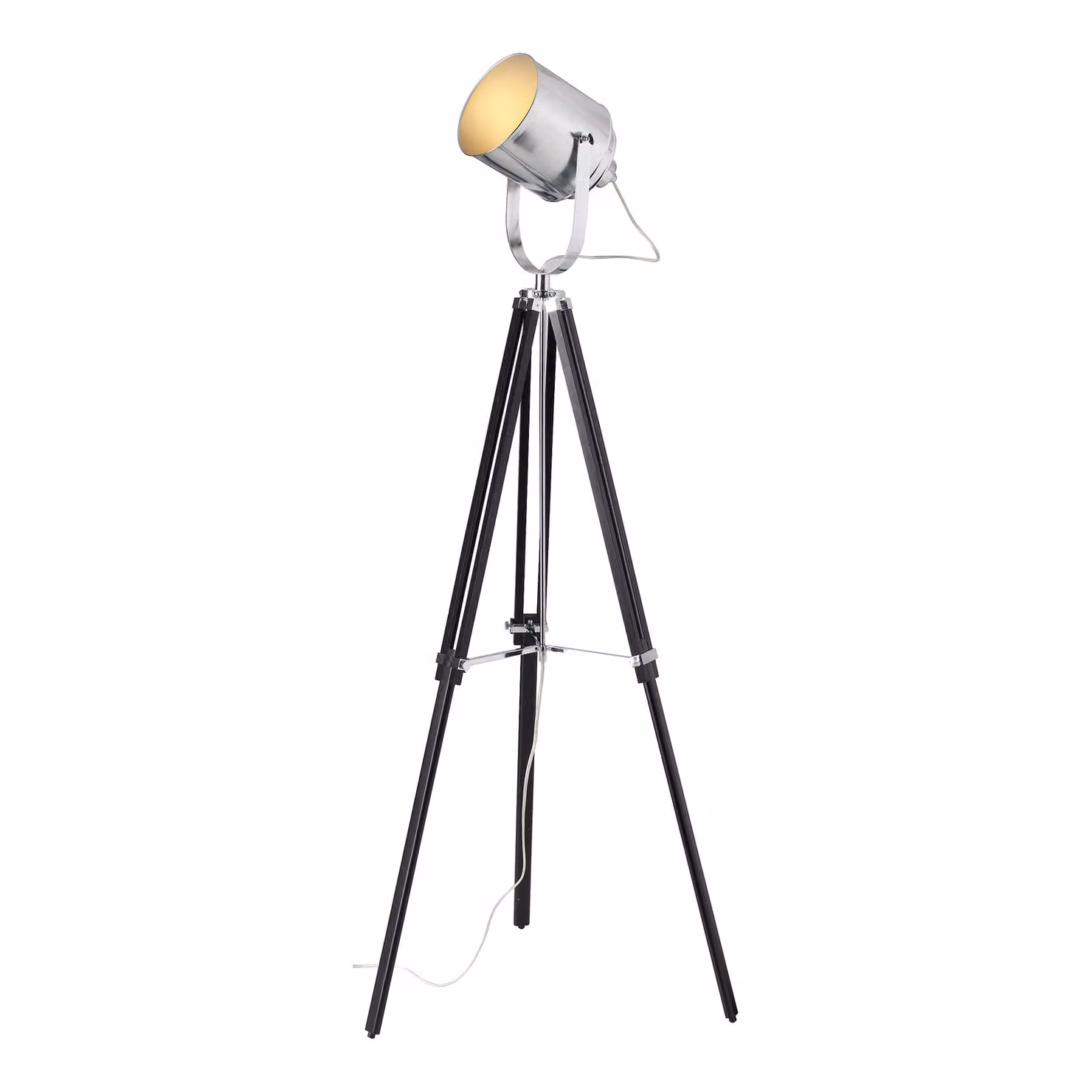 Lampada da terra Brilliant Mettle E27 STA, a tre gambe, cromata/nera 92789/76