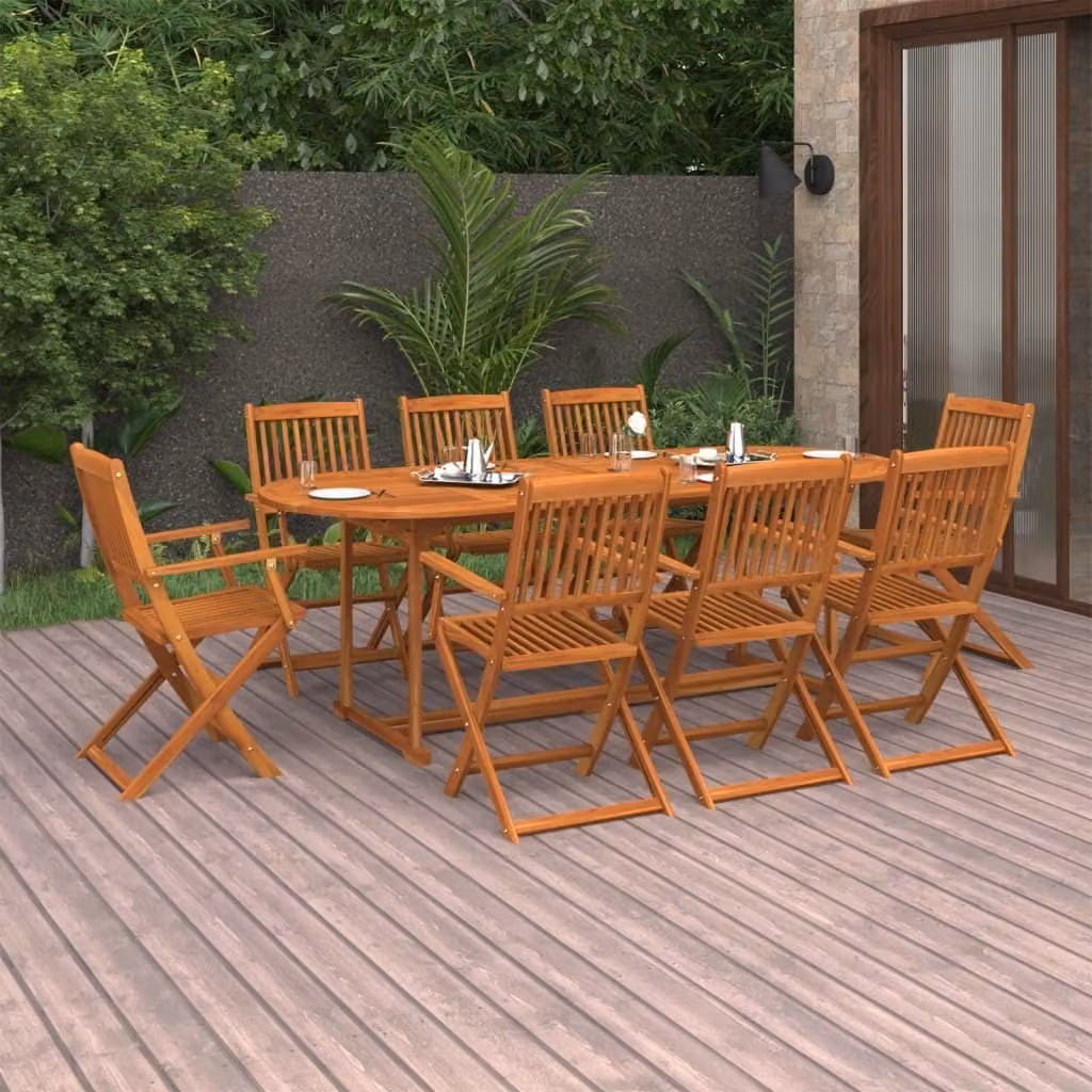 Maison Exclusive - Set da Pranzo da Giardino 9 pz 220x90x75 cm Massello di Acacia