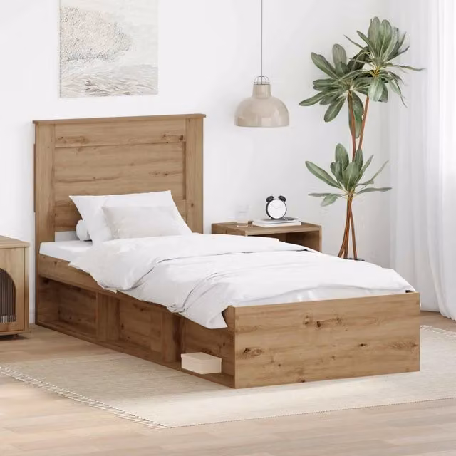 Letto moderno vidaXL in legno di pino marrone con cassetti L/P/H: 190 x 80 x 200 cm – 1
