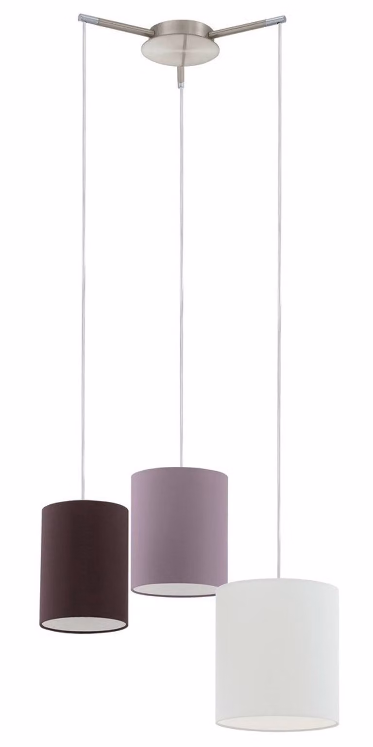 Eglo 92755 Tombolo lampada a sospensione a 3 luci Ø 54,5 cm crema taupe marrone nichel opaco