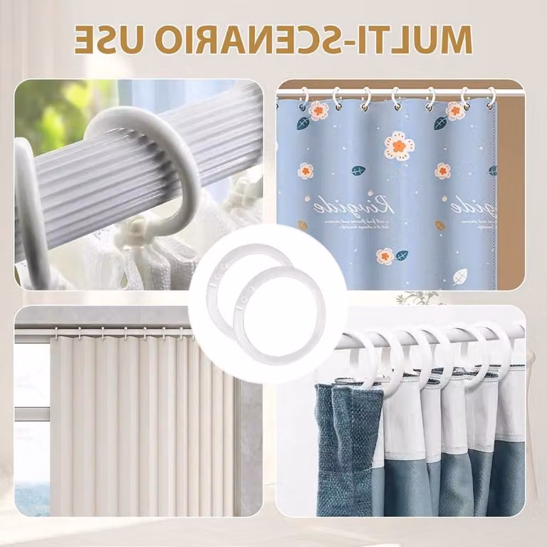 Dailygoods - Anelli per tenda da doccia, confezione da 100 pezzi - Anelli a forma di "O" - Materiale PE ecologico - Leggeri e resistenti - Eleganti e discreti