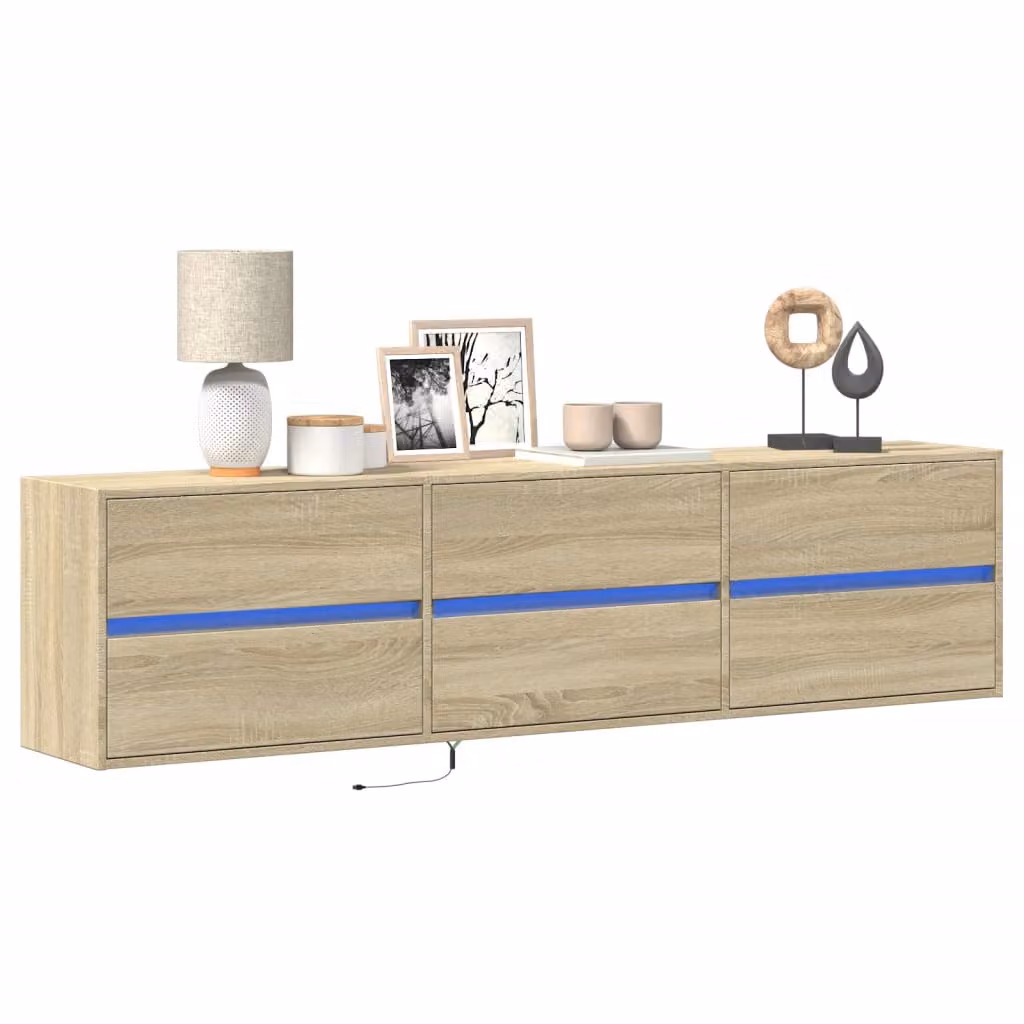 Mobile TV a parete con LED vidaXL in rovere color marrone L: 180 cm, P: 31 cm, H: 45 cm