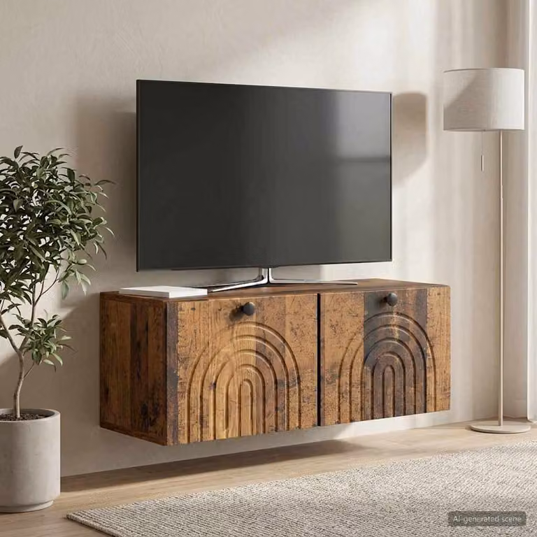 vidaXL Mobile Porta TV da Muro Moderno in Legno Antico Marrone L 78,5 cm x P 31 cm x H 30 cm