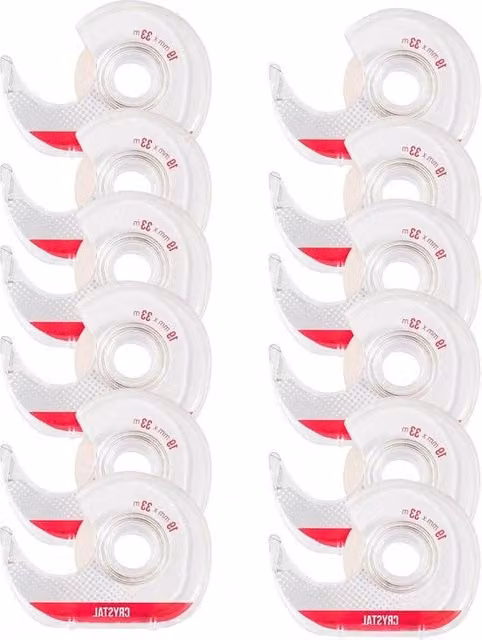 Set di 12 dispenser con nastro adesivo trasparente multicolore, Larghezza: 1,9 cm, Lunghezza: 33 m