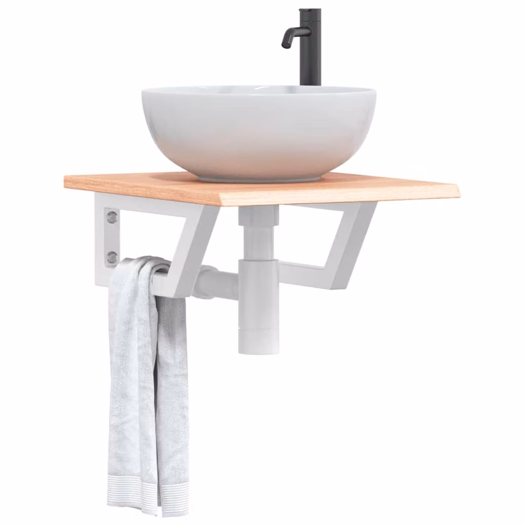 vidaXL Ripiano a Parete per Lavabo Moderno in Rovere e Metallo, Bianco e Marrone