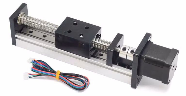 Sistema di avanzamento lineare da 100 mm con vite a ricircolo di sfere e motore passo-passo per macchine CNC