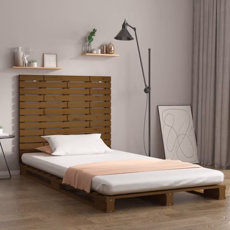 Testiera da parete vidaXL in legno massello di pino, colore marrone, L: 141 cm, P: 3 cm, H: 91,5 cm