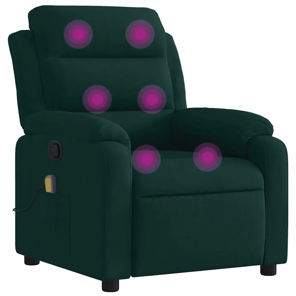 Poltrona reclinabile relax vidaXL in velluto verde con braccioli e struttura in legno e metallo – 2