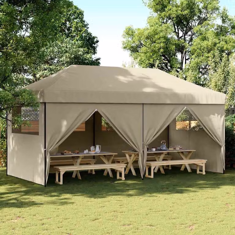 Tendone per feste pieghevole pop-up vidaXL con 4 pareti beige, grigio o nero, L/P/H: 580 x 315 x 292 cm