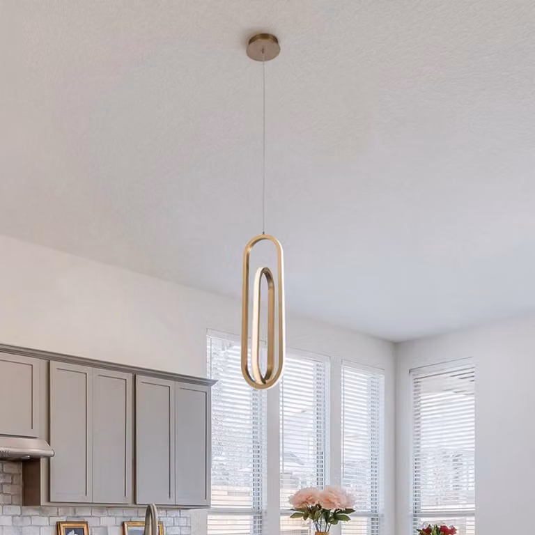 Quintiesse Lampada a sospensione DENMARK, dimmerabile, Ottone / Oro, Soggiorno / Sala da pranzo, Alluminio, Moderno, Lampada a sospensione