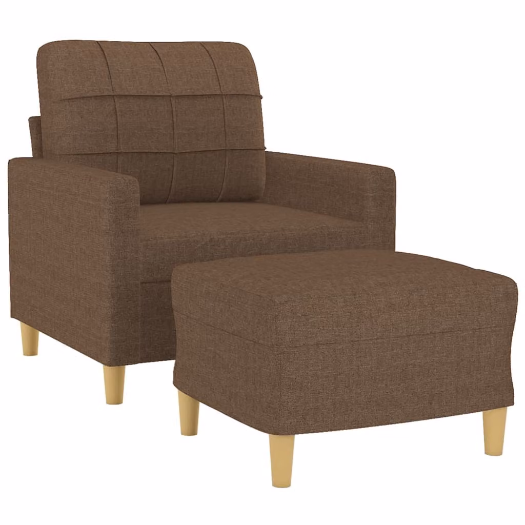 Poltrona con Poggiapiedi Marrone 60 cm in Tessuto