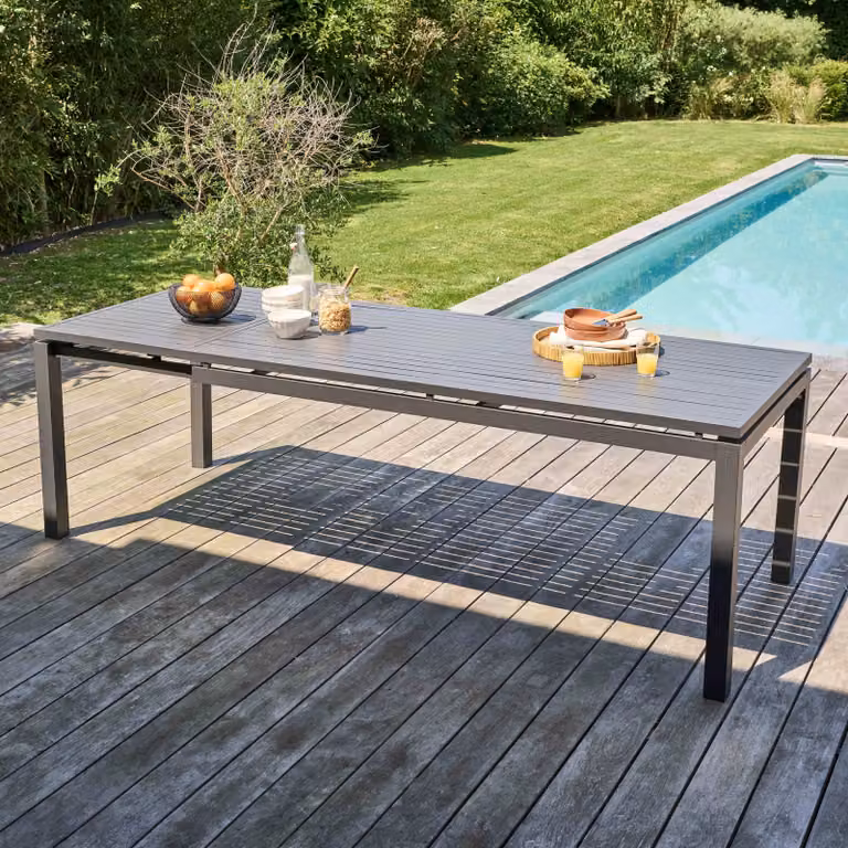 Tavolo da giardino estensibile in alluminio grigio - Oviala Galilée