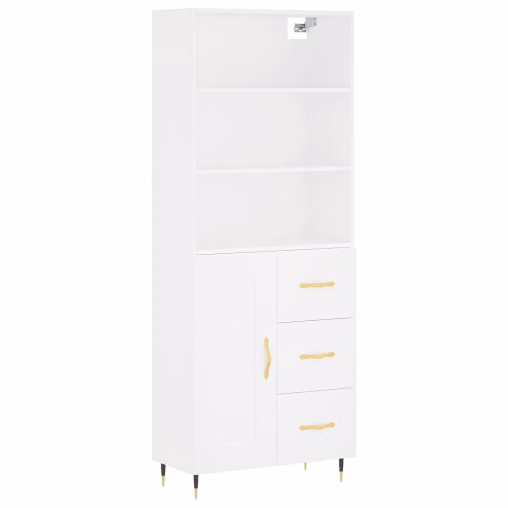 Credenza Bianca 69,5x34x180 cm in Legno Multistrato