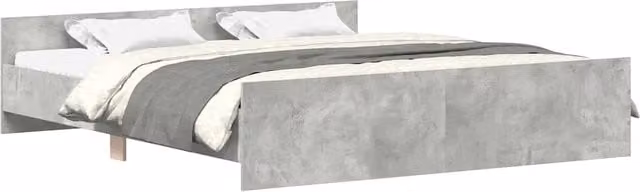 Letto matrimoniale | Letto per adulti | Giroletto con Testiera e Pediera Grigio Cemento 200x200 cm