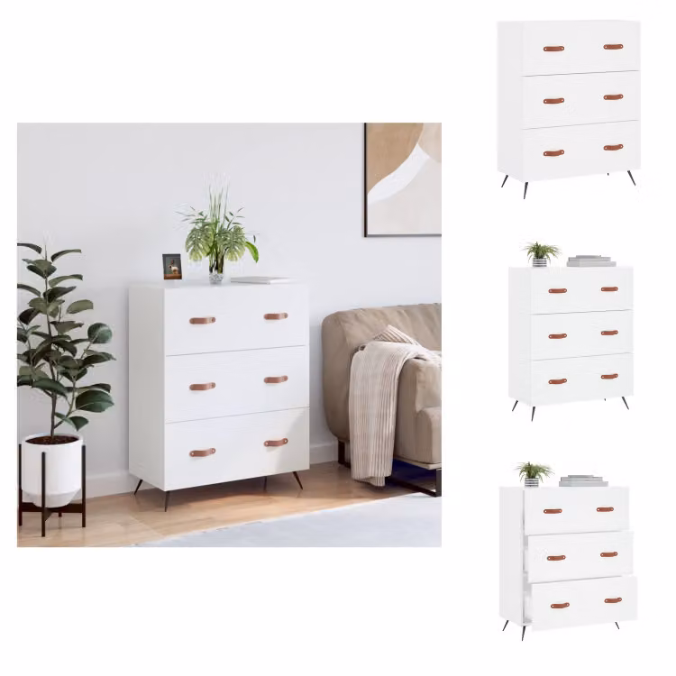 vidaXL Cassettiera bianca 69,5x34x90 cm materiale a base di legno - Cassettiere