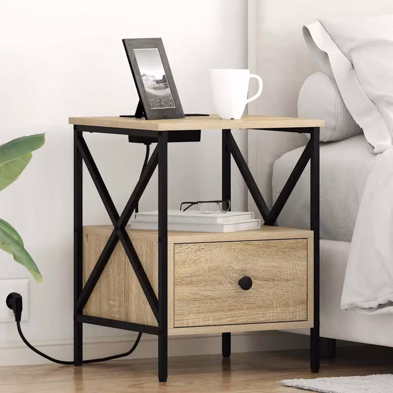 Armadio da Notte vidaXL in Rovere Sonoma Marrone L: 41,5 cm, P: 40,5 cm, H: 55 cm