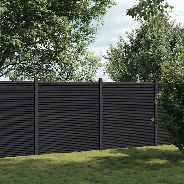 vidaXL Pannello di Recinzione in WPC e Alluminio Grigio Antracite L: 353 cm, H: 186 cm