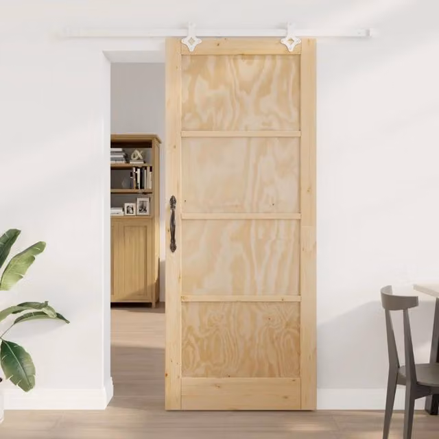 Porta scorrevole moderna vidaXL in legno e acciaio, colori bianco e beige, H: 211 cm, L: 183 cm
