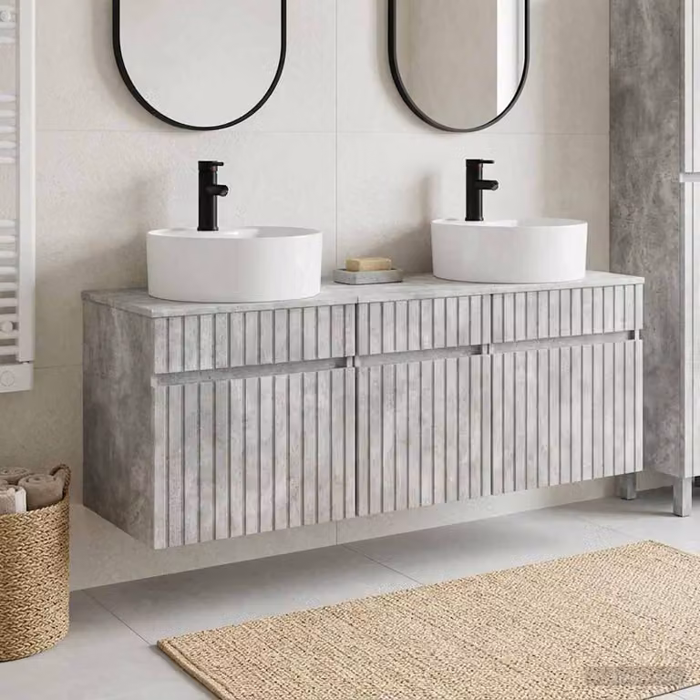 Set di 3 armadi da bagno moderni vidaXL in legno grigio opaco L/P/H: 49 x 44,5 x 65 cm