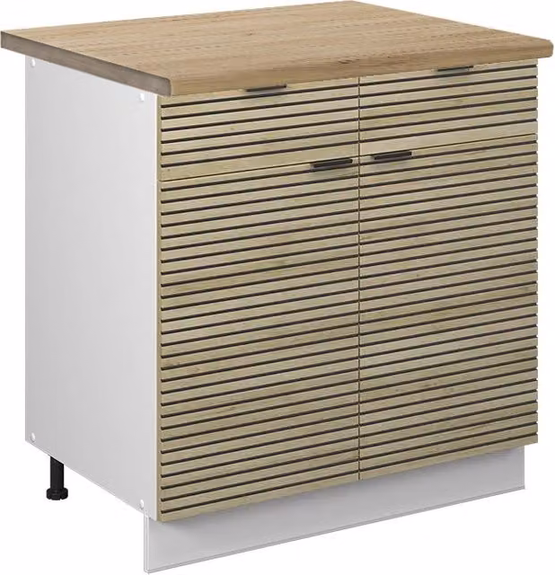 Mobiletto base per cucina Fame-Line Pannello in quercia/Bianco 80 cm, PL Rovere Vicco