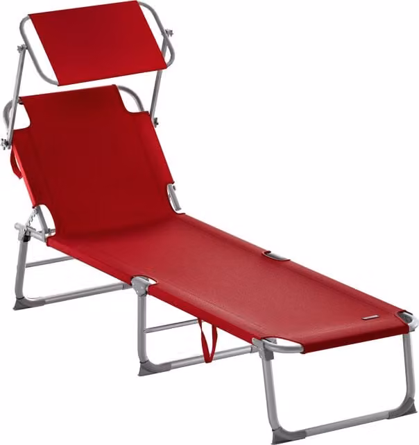 Lettino prendisole pieghevole Casaria in polyrattan con parasole regolabile e ruote, disponibile in nero, antracite, beige e rosso – 1