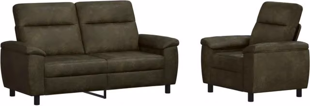Set di 2 divani moderni vidaXL in ecopelle verde e nera con struttura in metallo e coperture rimovibili per il tuo soggiorno