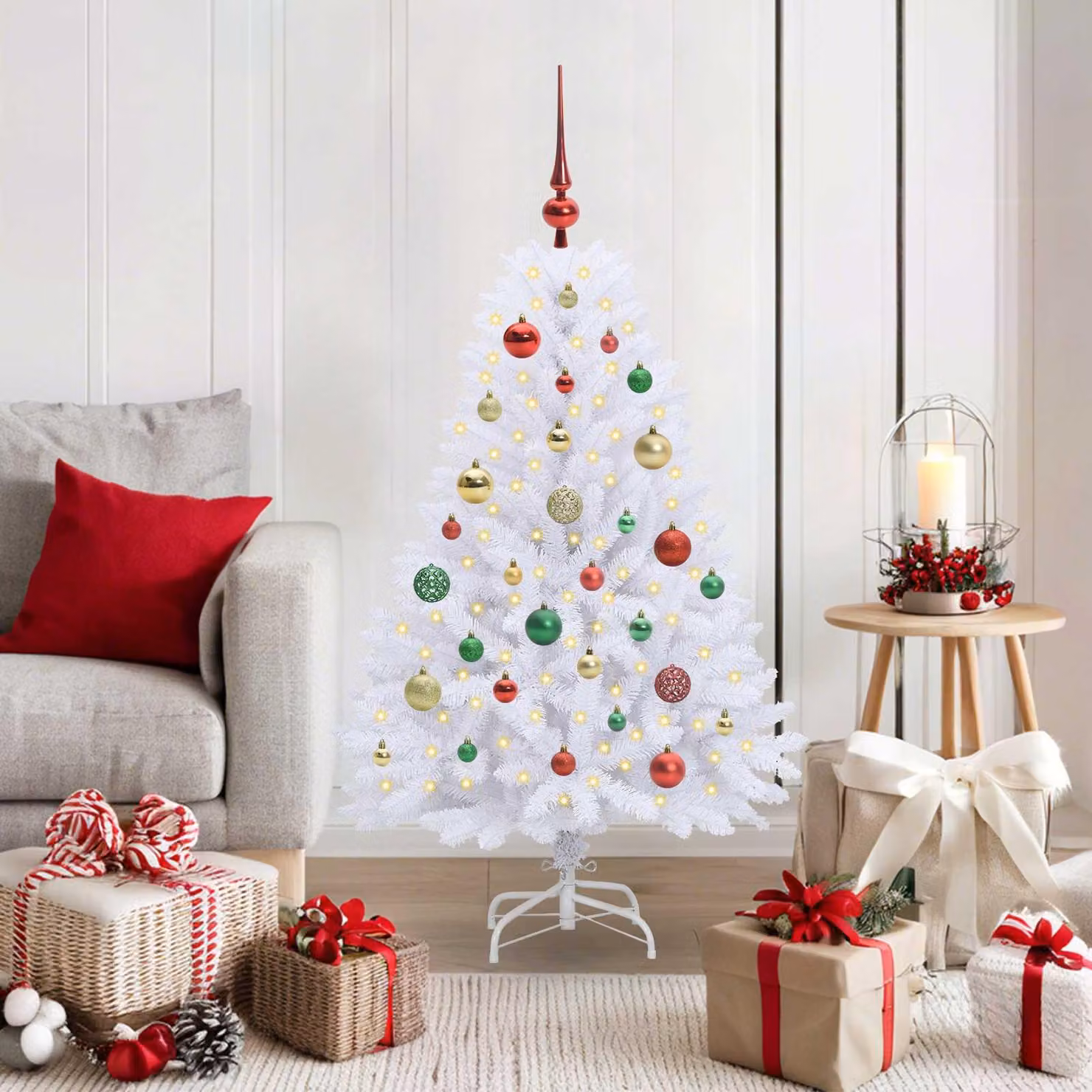 Maison Exclusive - Albero di Natale artificiale pieghevole, bianco, 120 cm, in PVC e acciaio