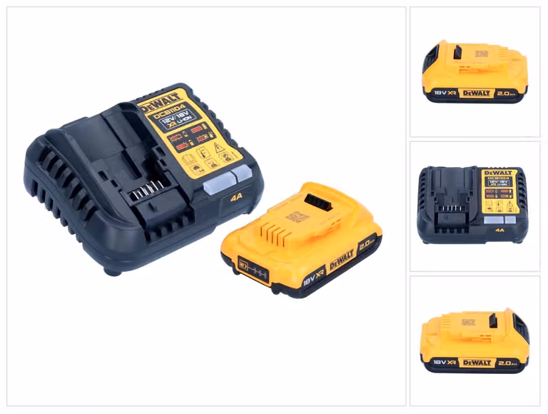 DeWalt DCB 1104 D1 Battery Starter Set 12 V / 18 V 1x batteria 2,0 Ah + caricabatterie DCB 1104
