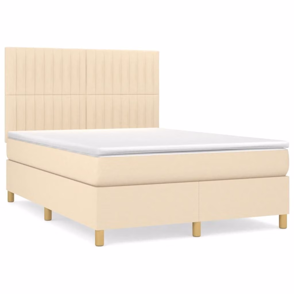 Giroletto a Molle con Materasso Crema 140x200 cm in Tessuto