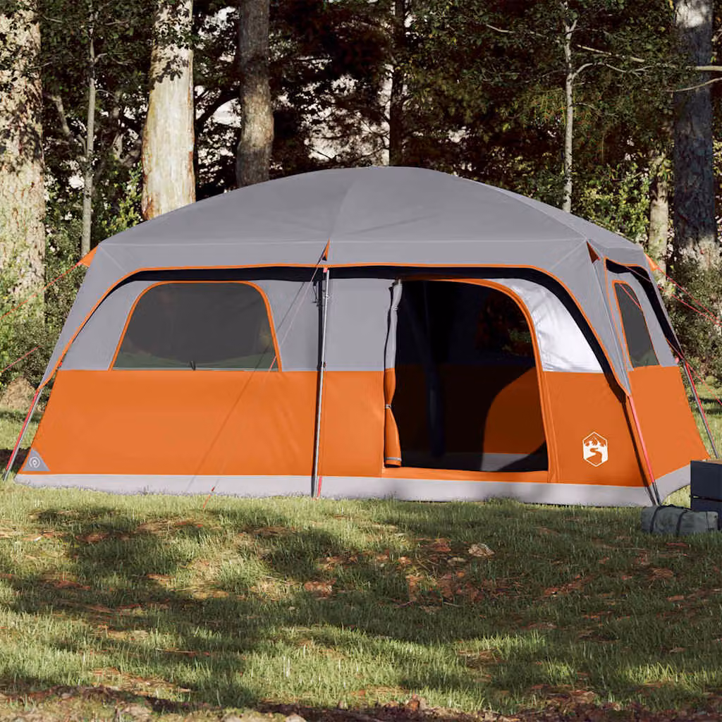 Tenda Familiare Cabina vidaXL per 8 Persone Impermeabile Grigia e Arancione