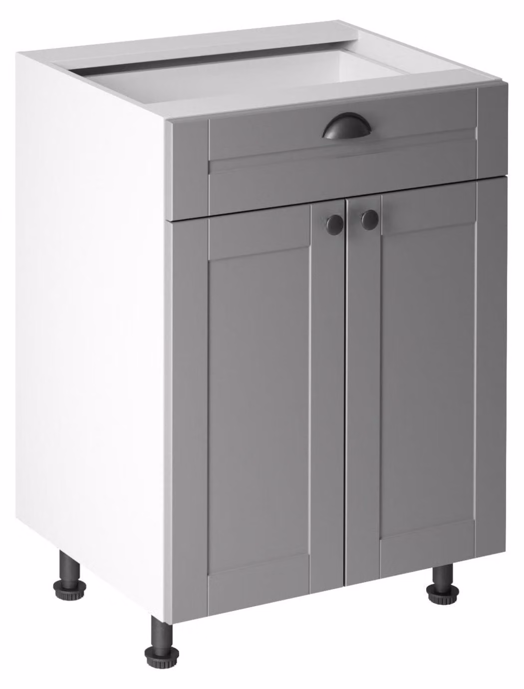 Mobile base LUMEA con cassetto - larghezza 60 cm, grigio/bianco
