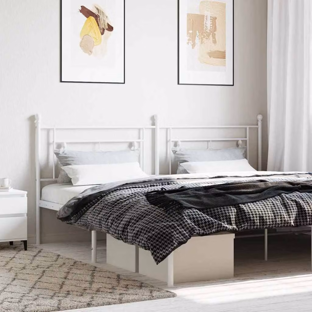 Testiera di ricambio vidaXL in metallo bianco laccato per camera da letto, L: 200 cm