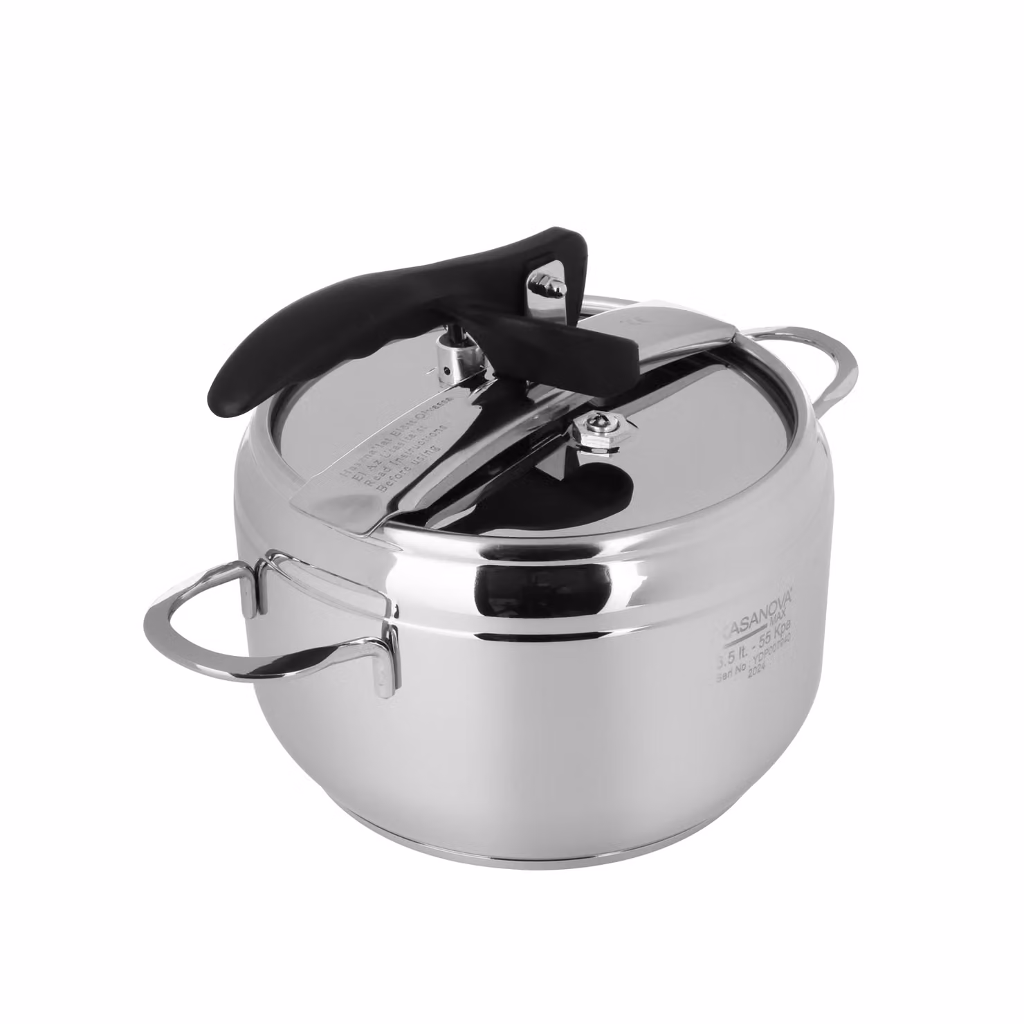 Pentola a pressione KASANOVA in acciaio inox color argento con capacità 3,5 l – 2