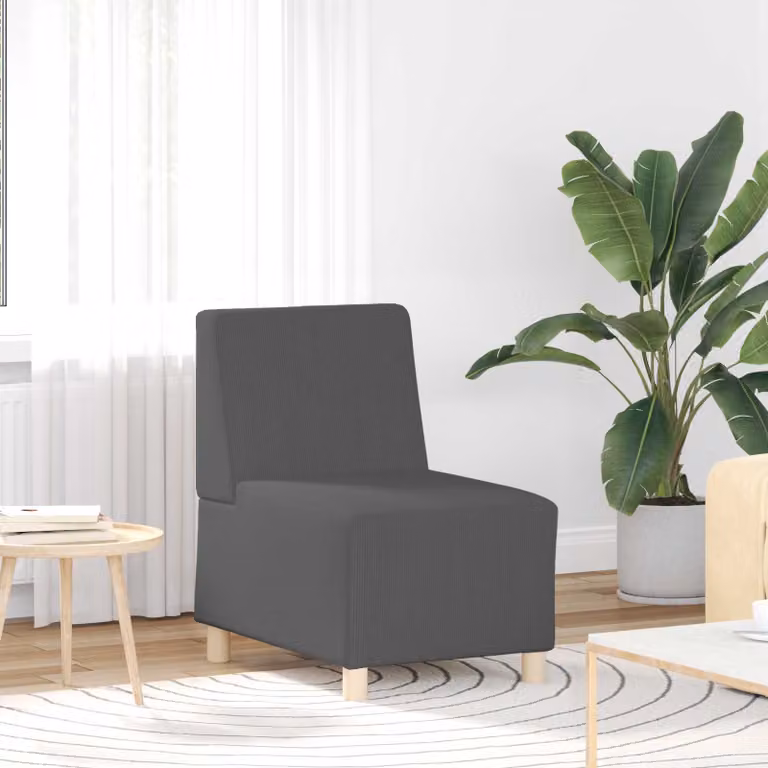 vidaXL Sedia senza Braccioli Moderna in Velluto a Coste Grigio H: 82 cm, L: 55 cm, P: 74 cm