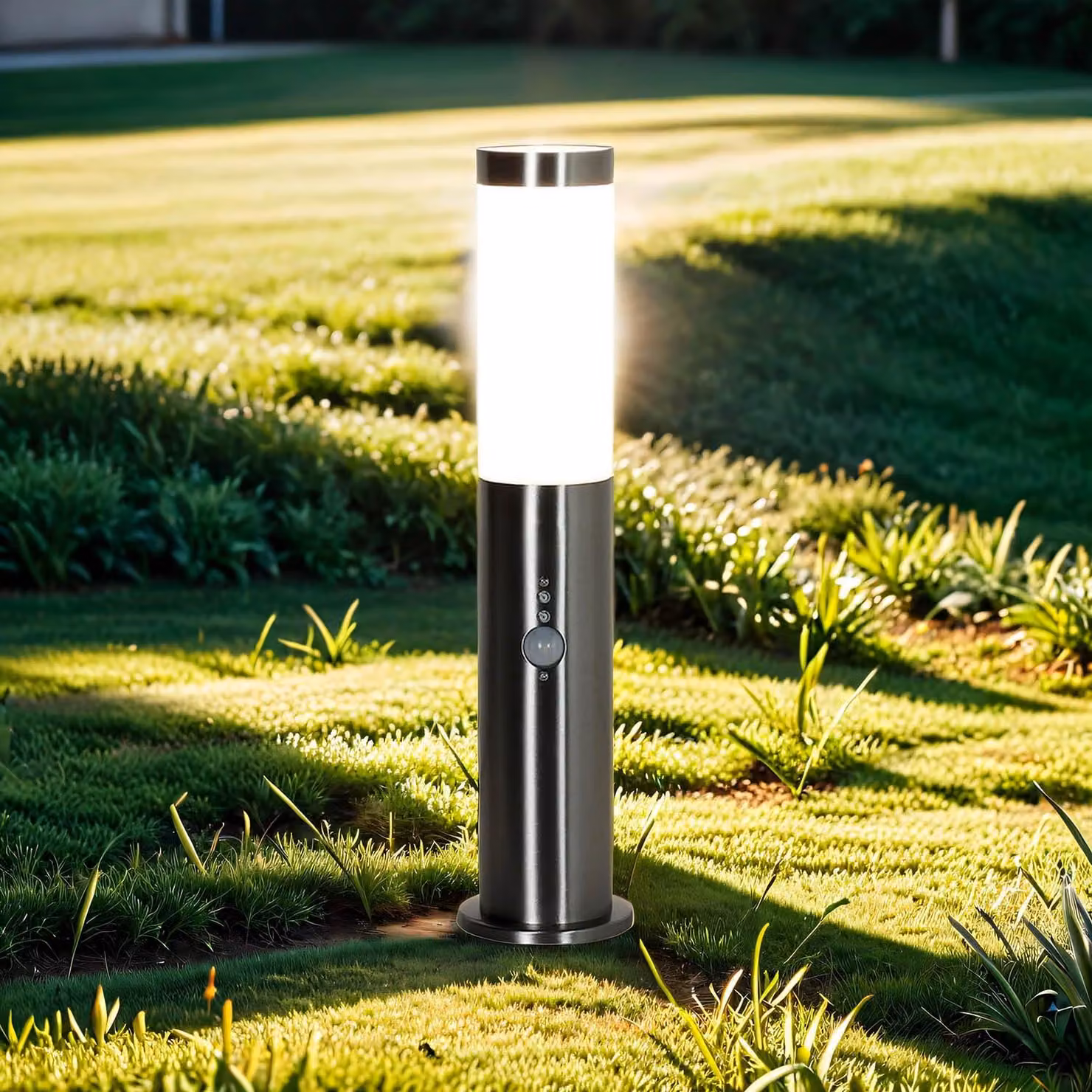 Lampada da esterno con sensore di movimento, attacco GU10, 56 cm, acciaio inossidabile