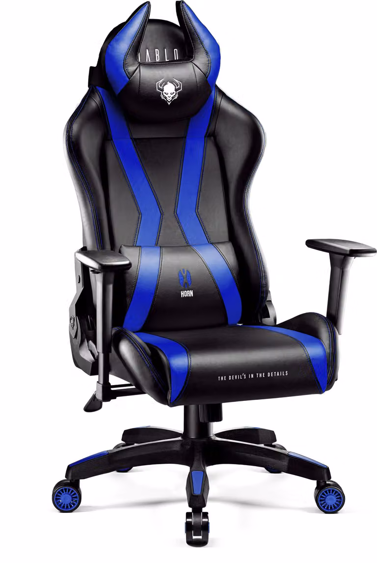 Diablo X-One 2.0 Gaming Chair Sedia da ufficio Braccioli regolabili Design ergonomico Cuscino collo/glutei Dimensioni normali Nero/Blu