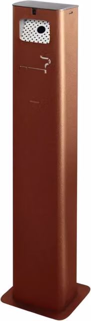 Posacenere a Colonna GIORDANOSHOP in Acciaio Verniciato Marrone con Contenitore Interno Rimovibile L: 17,5 cm, P: 10,5 cm, H: 106 cm