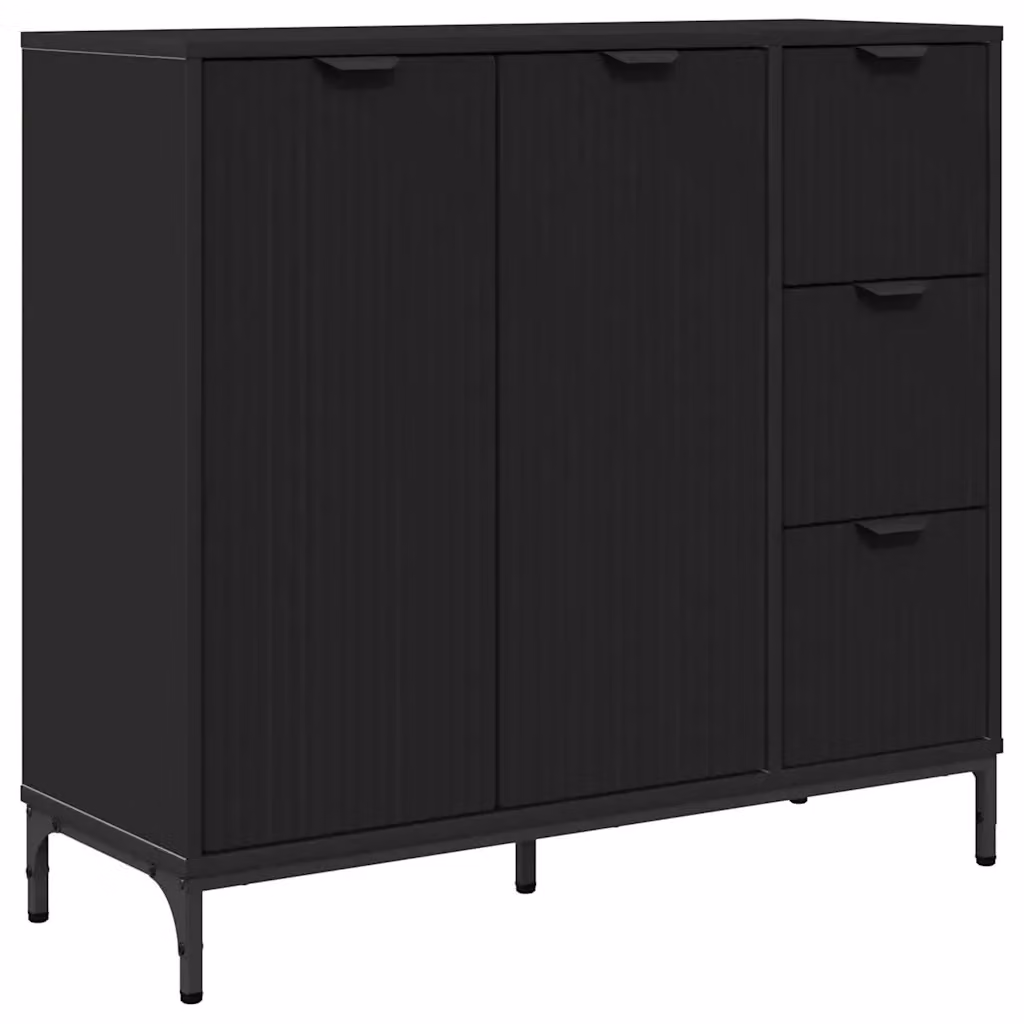 Credenza moderna vidaXL in legno MDF nero L: 89,5 cm, P: 33 cm, H: 82 cm – 2