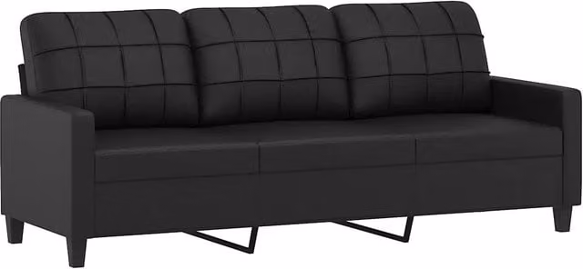 Divano | Divano da soggiorno | Sofa a 3 Posti Nero 180 cm in Similpelle